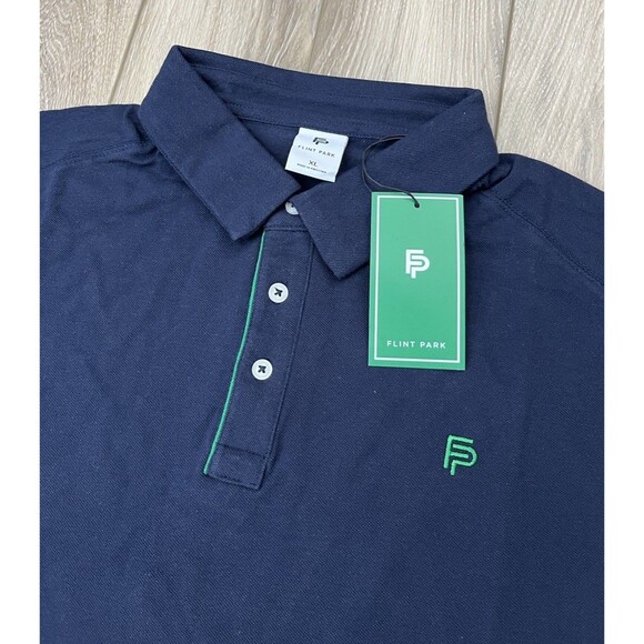Flint Park Navy Blue Short Sleeve Match Polo Mens XL NWT Golf/Tennis/Pickleball - Picture 3 of 10